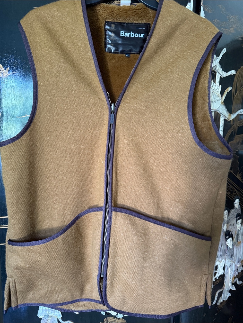 EUC BARBOUR Warm Pile Zip in Liner Wool-Blend Fleece Vest Storage Pocket